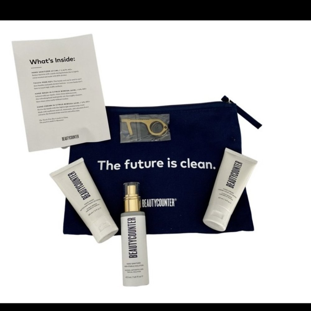 Beautycounter "The Clean Kit" 5 Piece Set New Cosmetic Bag Sanitizer Hand Wash - Picture 4 of 4